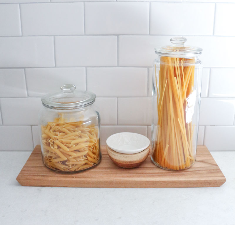 Subway tile - pasta in a jar - IKEA glass canisters - 1111 Light Lane (1 of 1)