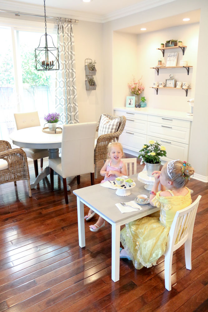 Children's tea party table store and chairs