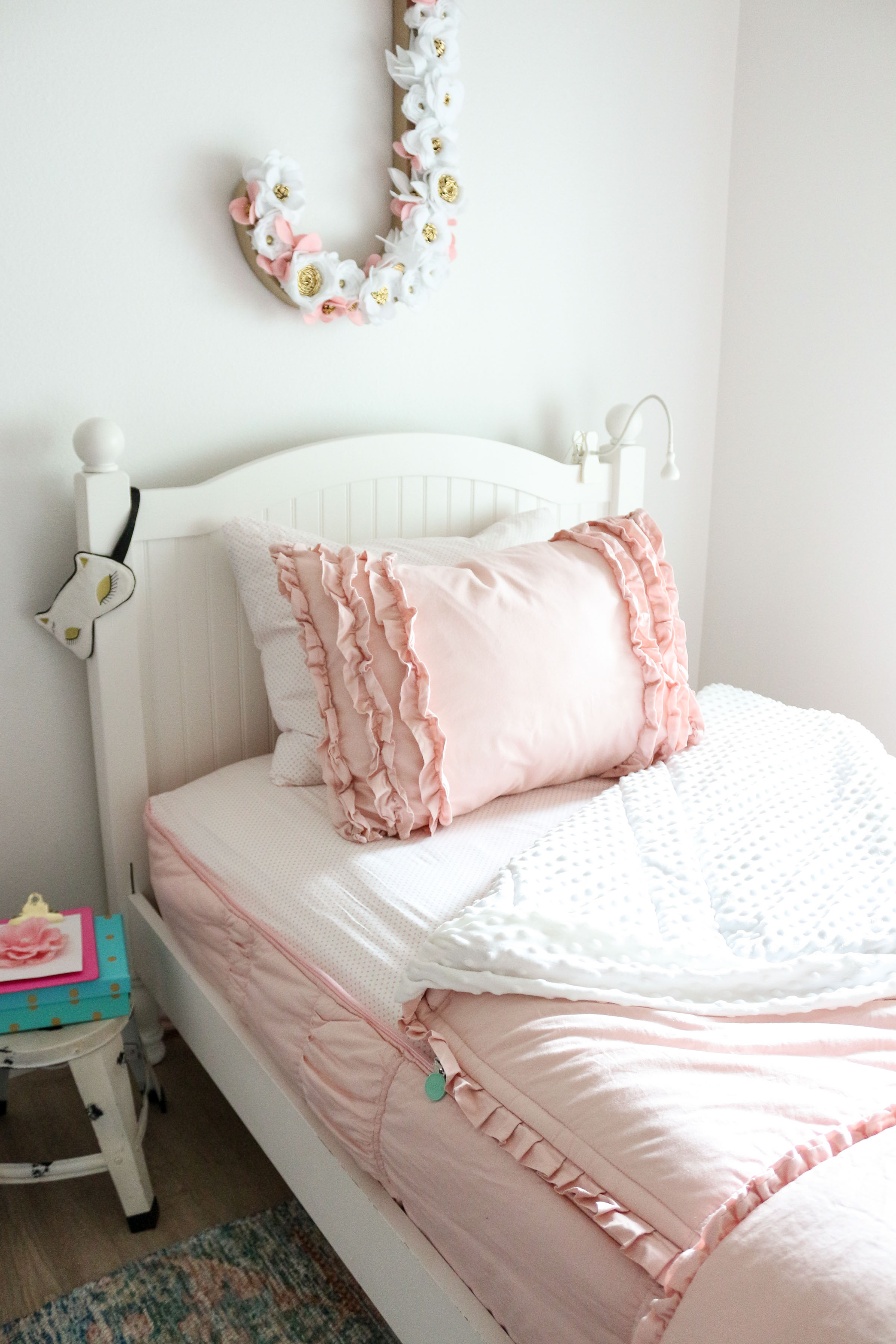 Girls Shared Bedroom Why We Love Our Blush Pink Ruffle Bedding from Beddy s