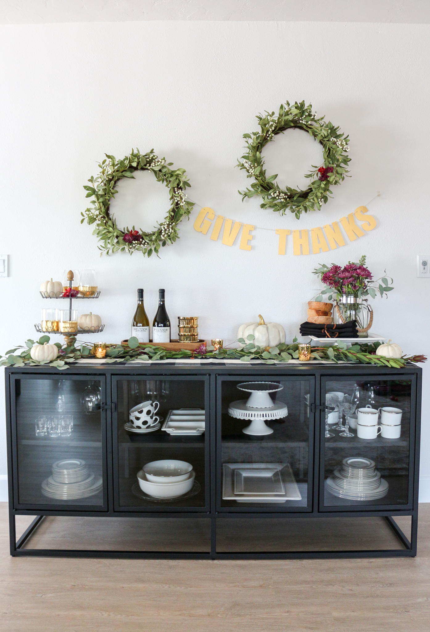 Thanksgiving Sideboard Decor & Entertaining Ideas