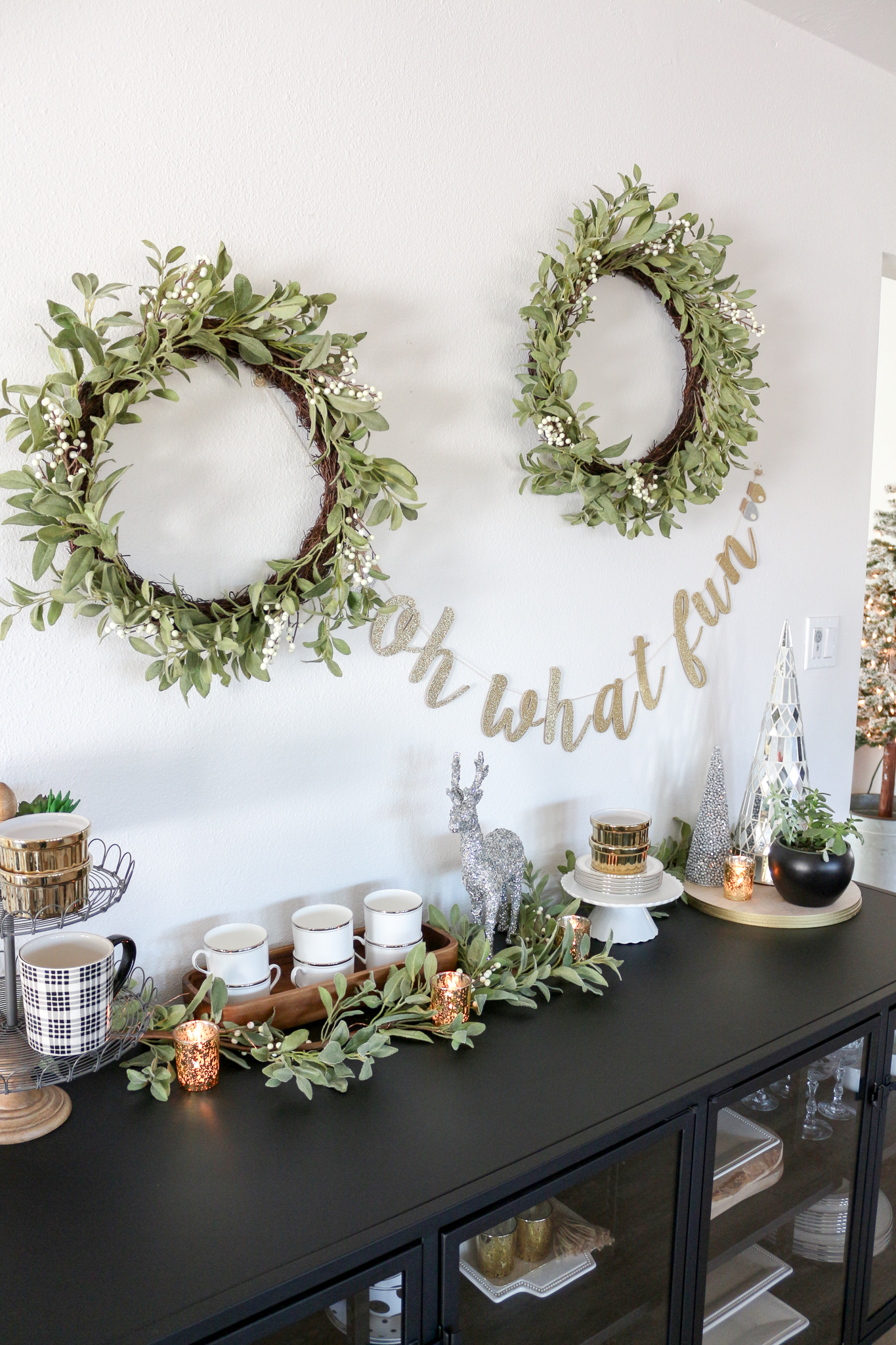 Black Sideboard Decorated Gold White