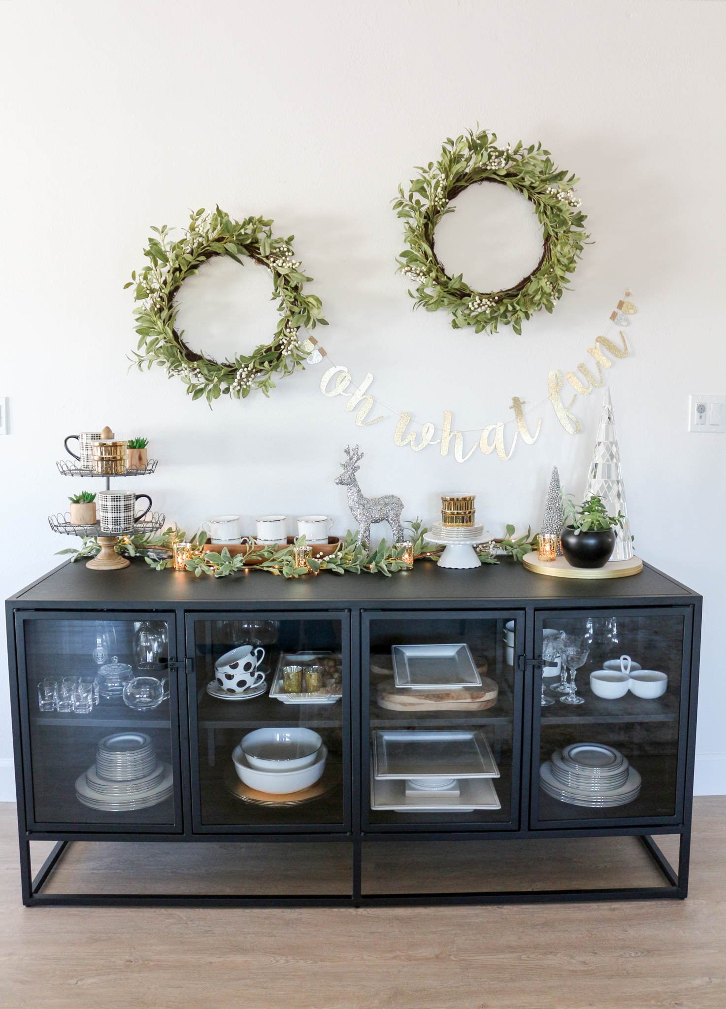 Black Sideboard Decorated Gold White