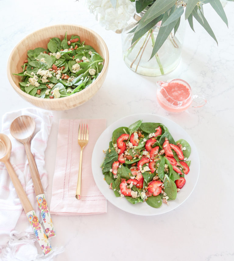 Strawberry Spinach Salad: Easy + Homemade Strawberry Vinaigrette