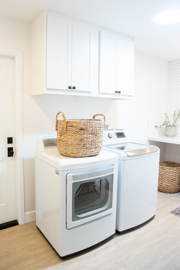 White Modern Farmhouse Laundry Room Mudroom With