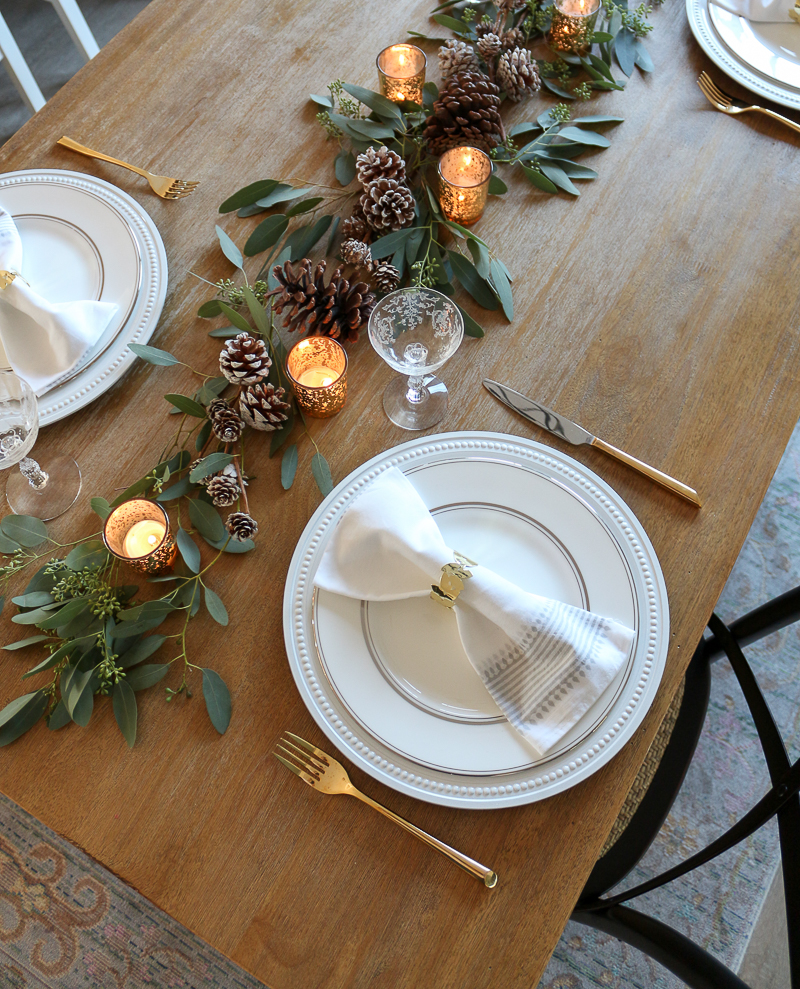 pine cone holiday tablescape