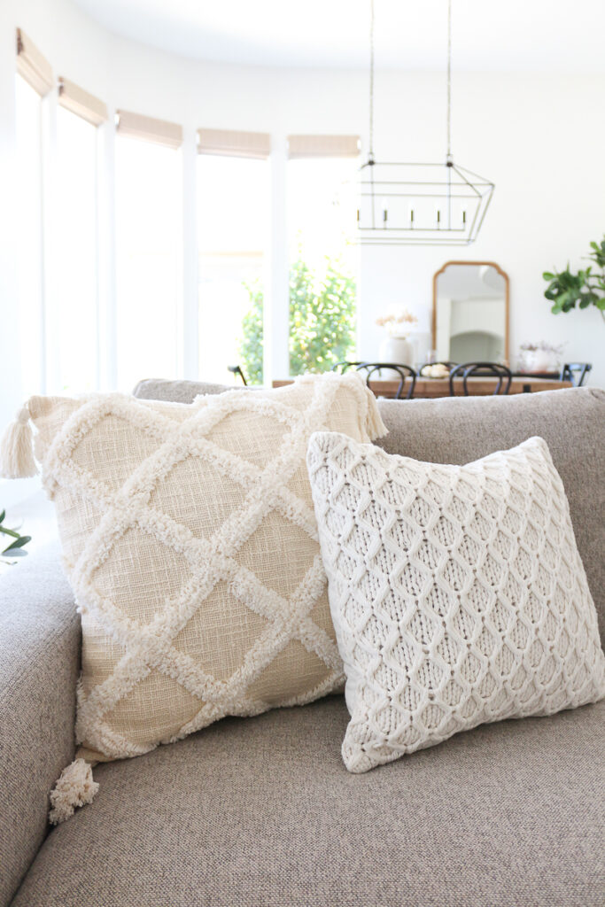 neutral textured cozy pillows